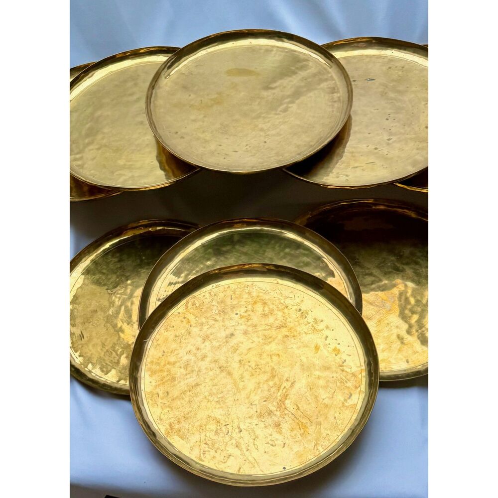 Bengali, Brass Plates, Hand-made, Hammered, Vintage (Price Per Each)